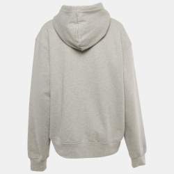 Pre Owned Jacquemus Grey Logo Print Cotton Hoodie M