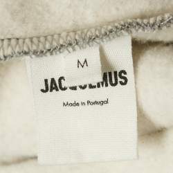 Pre Owned Jacquemus Grey Logo Print Cotton Hoodie M