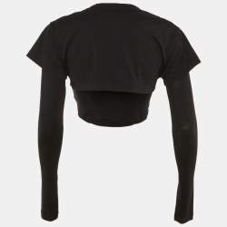 Pre Owned Jacquemus Black Cotton & Lyocell Le Double Crewneck T-shirt M