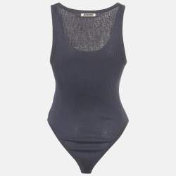مملوكة مسبقًا Jacquemus Navy Blue Cotton Rib Knit Le Caraco Bodysuit L