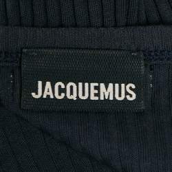 مملوكة مسبقًا Jacquemus Navy Blue Cotton Rib Knit Le Caraco Bodysuit L