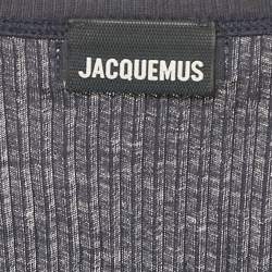 مملوكة مسبقًا Jacquemus Navy Blue Cotton Rib Knit Le Caraco Bodysuit L