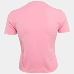 Pre Owned بلوزة جاكيموس وردي بلوحة شعار قطنية مقاس صغير