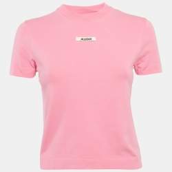 Pre Owned Jacquemus Pink Logo Plaque Cotton Knit T-Shirt S