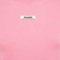 Pre Owned بلوزة جاكيموس وردي بلوحة شعار قطنية مقاس صغير