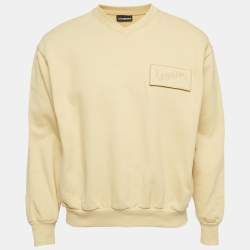 مملوكة مسبقًا Jacquemus Yellow Cotton Knit Logo Patch Sweatshirt XS