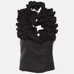 Pre Owned Jacquemus  L'amour D'un Gitan Black/Grey Wool Ruffle Detail Top M