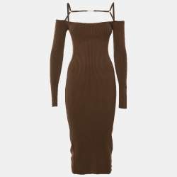 Pre Owned Jacquemus Brown Jersey Knit Cut Out Detail La Robe Sierra Midi Dress S