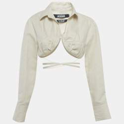 مملوكة مسبقًا Jacquemus Beige Cotton Blend Crop Top S
