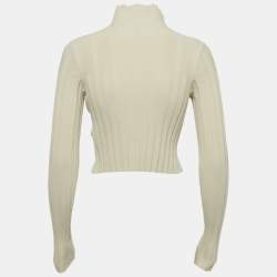 مملوكة مسبقًا Jacquemus Beige Rib Knit Button Detail Top M