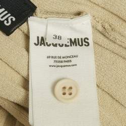 مملوكة مسبقًا Jacquemus Beige Rib Knit Button Detail Top M