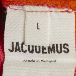 Pre Owned Jacquemus Orange/Pink Rib Knit Bralette & Shorts Set S/L