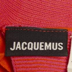 Pre Owned Jacquemus Orange/Pink Rib Knit Bralette & Shorts Set S/L