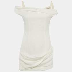 Pre Owned Jacquemus Lamour White Linen Off-Shoulder Mini Dress S