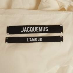 Pre Owned فستان ميني جاكيموس لامور كتاني أبيض بدون أكتاف مقاس صغير