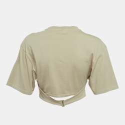 Pre Owned توب قصير كاراك من جكيموس جيرسي باللون الأخضر المريمي مقاس متوسط