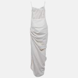Pre Owned Jacquemus Light Beige Linen Blend Cowl Neck Maxi Dress M