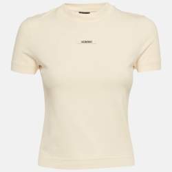 مملوكة مسبقًا Jacquemus Off-White Logo Applique Jersey T-Shirt XS