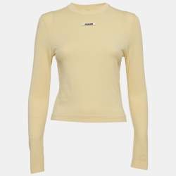 مملوكة مسبقًا Jacquemus Beige Logo Applique Jersey Long Sleeve Top XS