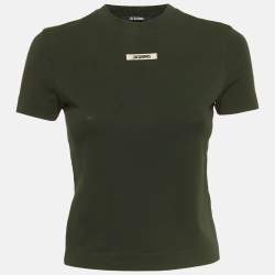 مملوكة مسبقًا Jacquemus Green Logo Applique Jersey T-Shirt XS