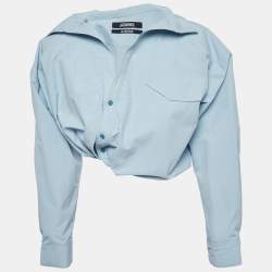 Pre Owned Jacquemus La Montagne Blue Cotton Cropped Shirt S