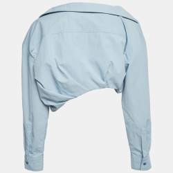 Pre Owned Jacquemus La Montagne Blue Cotton Cropped Shirt S