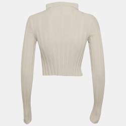Pre Owned Jacquemus Beige Rib Knit Le Cardigan Bando S