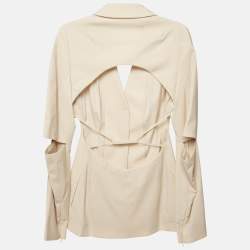 Pre Owned Jacquemus Beige Wool Blend Single Breasted Melo Cutout Blazer XS