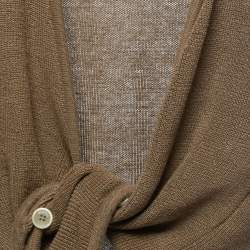 Jacquemus Dark Beige Linen Knit Twisted Sleeveless Top S