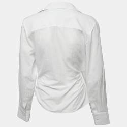 Jacquemus White Cotton Tie Detailed Full Sleeve Cropped Shirt S