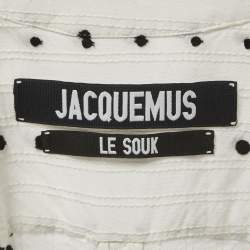 Jacquemus Le Souk White Dotted Cotton Twisted Shirt Blouse S