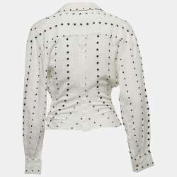 Jacquemus Le Souk White Dotted Cotton Twisted Shirt Blouse S