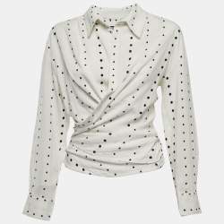 Jacquemus Le Souk White Dotted Cotton Twisted Shirt Blouse S