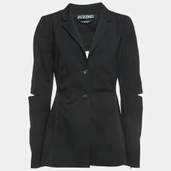Jacquemus Black Wool Blend Cut-Out Detail Single Breasted Blazer L