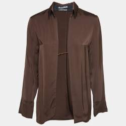 Jacquemus Brown Satin Charm Logo Detail Notte Shirt S