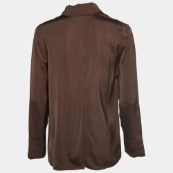 Jacquemus Brown Satin Charm Logo Detail Notte Shirt S
