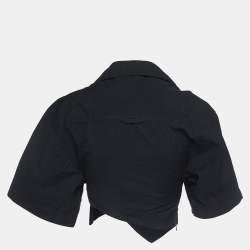 Jacquemus Black Cotton Asymmetric Crop Shirt S