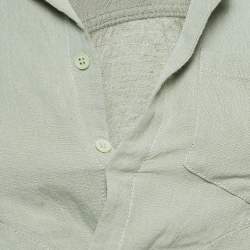 Jacquemus Green Linen Blend Asymmetric Crop Shirt S