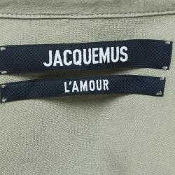 Jacquemus Green Linen Blend Asymmetric Crop Shirt S