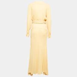 مملوكة مسبقًا Jacquemus Yellow Crepe Waist Tie Detail Maxi Dress S