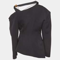 Jacquemus Black Gabardine La Veste Baska Off-Shoulder Blazer M