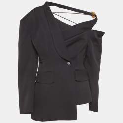 Jacquemus Black Gabardine La Veste Baska Off-Shoulder Blazer M