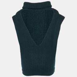 Jacquemus Dark Green Merino Wool Knit Cut-Out Turtleneck Vest XS