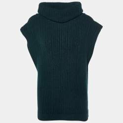 Jacquemus Dark Green Merino Wool Knit Cut-Out Turtleneck Vest XS