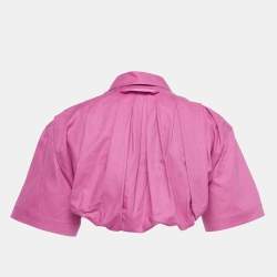 Jacquemus La Chemise Pink Silpa Cotton Blend Crop Shirt S