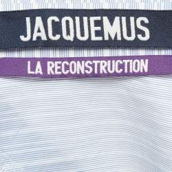 Jacquemus La Reconstruction Blue Stripe Patterned Cotton Ruched Mini Dress M