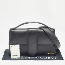 Pre Owned Jacquemus Black Leather Le Bambinou Top Handle Bag