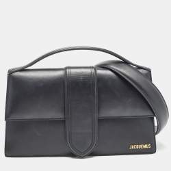 Pre Owned Jacquemus Black Leather Le Bambinou Top Handle Bag