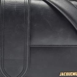 Pre Owned Jacquemus Black Leather Le Bambinou Top Handle Bag