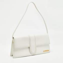 Jacquemus White Leather Le Bambino Long Shoulder Bag